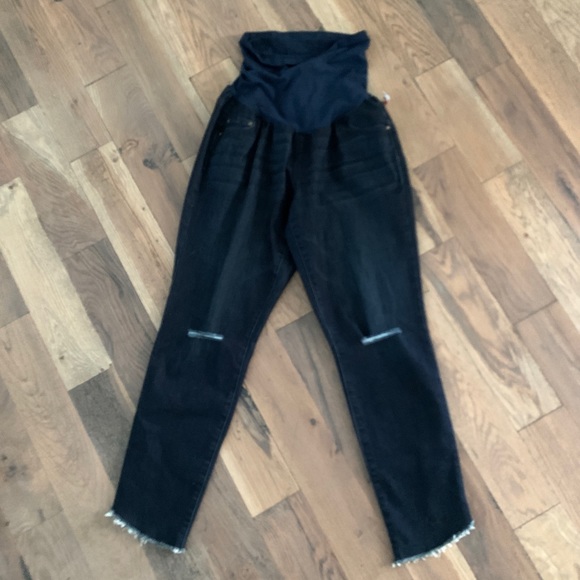 Jessica Simpson Dark Denim Distressed Stretch Maternity Jeans Size XL - Picture 3 of 12